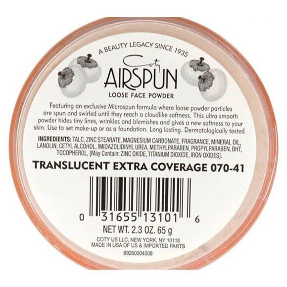 TALC Airspun Translucent EXTRA Coverage Loose Face Powder 070-41 - Picture 2 of 3